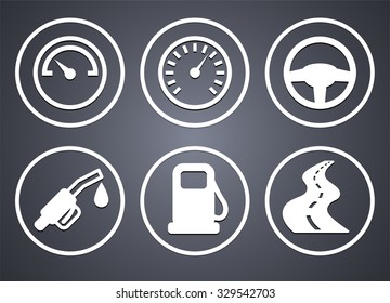 Transportation Signs on Grey Round Buttons