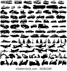 transportation silhouettes collection 1 - vector