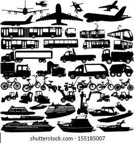 transportation silhouettes collection - vector