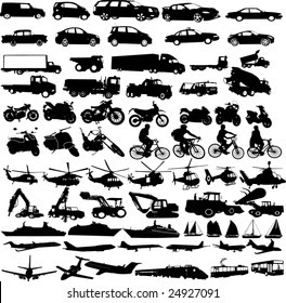 transportation silhouettes collection - vector