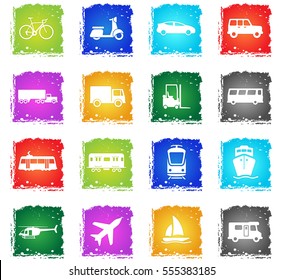 Transportation simply icons in grunge style for your design