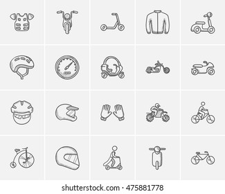Transportation sketch icon set for web, mobile and infographics. Hand drawn transportation icon set. Transportation vector icon set. Transportation icon set isolated on white background.