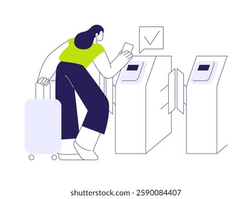 Transportation smart card abstract concept vector illustration. Person using smart card to get access to public transport, IoT idea, Internet of Things, modern city technology abstract metaphor.