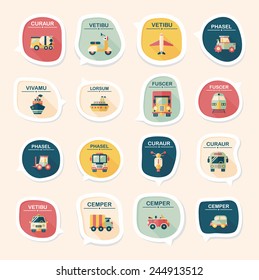 Transportation speech bubble flat design background set, eps10