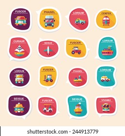 Transportation speech bubble flat design background set, eps10