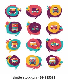 Transportation speech bubble flat design background set, eps10