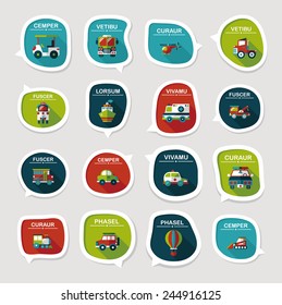 Transportation speech bubble flat design background set, eps10