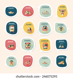 Transportation speech bubble flat design background set, eps10