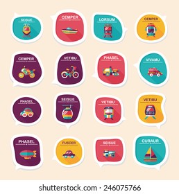 Transportation speech bubble flat design background set, eps10