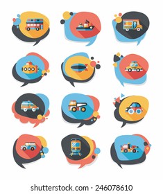 Transportation speech bubble flat design background set, eps10