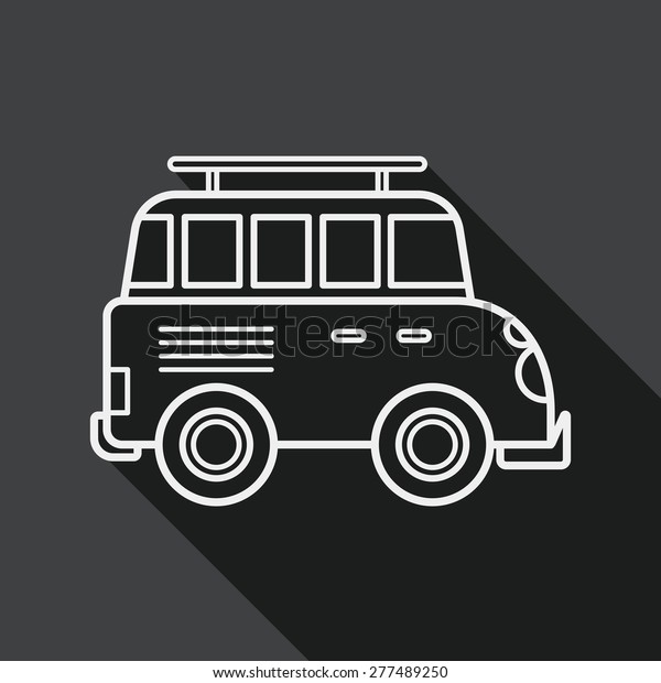 Transportation Sports Utility Vehicle flat icon with\
long shadow, line\
icon