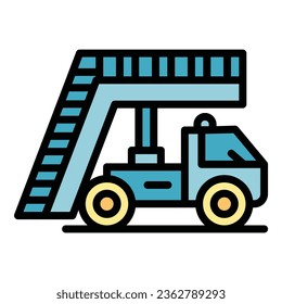 Transportation stairs icon outline vector. Travel business. Terminal plane color flat
