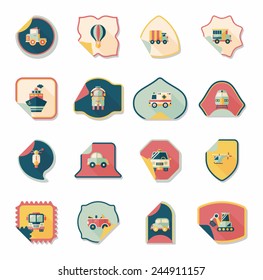 Transportation sticker flat design background set, eps10