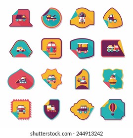 Transportation sticker flat design background set, eps10