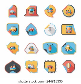Transportation sticker flat design background set, eps10