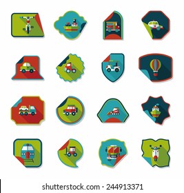 Transportation sticker flat design background set, eps10