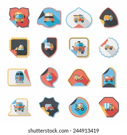Transportation sticker flat design background set, eps10