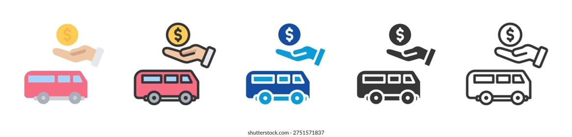 transportation subsidies icon set multi style various collection