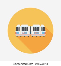 Transportation subway flat icon with long shadow,eps10