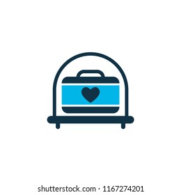Transportation of suitcase icon colored symbol. Premium quality isolated luggage cart element in trendy style.