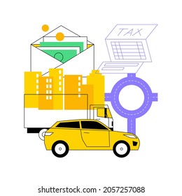 Transportation surtax abstract concept vector illustration. Infrastructure surtax, transportation and fuel additional taxation, local road traffic surcharge, transit service fee abstract metaphor.