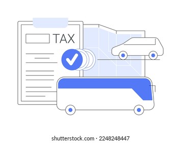 Transportation surtax abstract concept vector illustration. Infrastructure surtax, transportation and fuel additional taxation, local road traffic surcharge, transit service fee abstract metaphor.