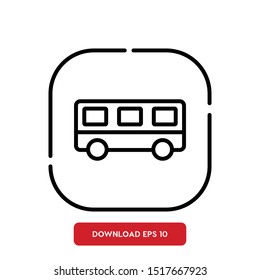 Transportation symbol, bus outline vector icon