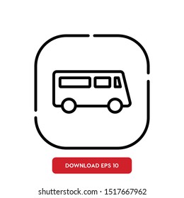 Transportation symbol, bus outline vector icon