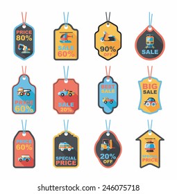Transportation tag flat design background set, eps10
