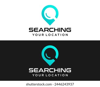 Transportation technology company logo design about magnifying glass and location, gps, tracking.