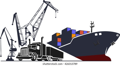 
Transportation Template . Freight and shipping, logistics and freight forwarding , vector illustration .