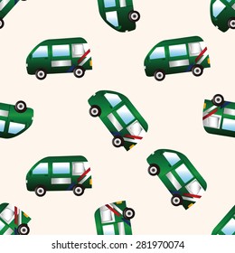 transportation theme Post Office car , cartoon seamless pattern background