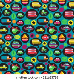 Transportation Themed Seamless Tileable Background Pattern