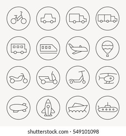 Transportation thin line icon set
