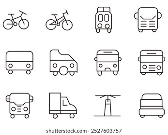 Conjunto de iconos de línea delgada de Transporte 