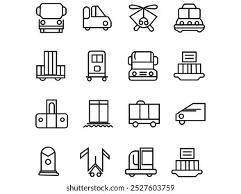 Transportation thin line icons set 