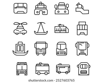 Transportation thin line icons set 