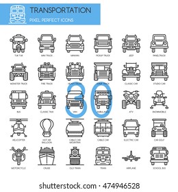 Transportation , Thin Line and Pixel Perfect Icons