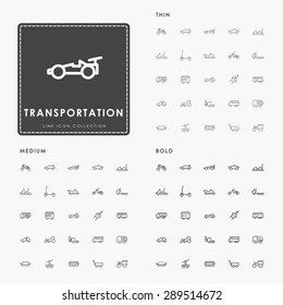 transportation thin, medium and bold line icon