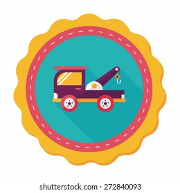 Transportation Tow Truck flat icon with long shadow,eps10