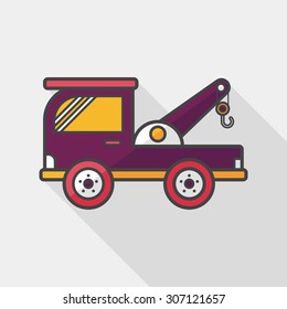 Transportation Tow Truck flat icon with long shadow,eps10