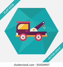 Transportation Tow Truck flat icon with long shadow,eps10