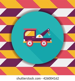Transportation Tow Truck flat icon with long shadow,eps10