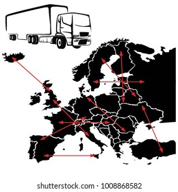 transportation with track in europe, vector