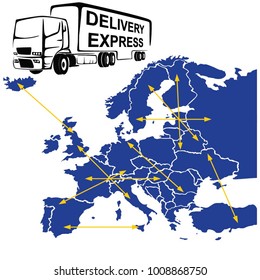 Transportation with track in Europe, vector