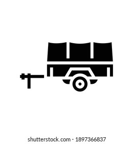 vector de icono de glifo del remolque de transporte. señal del remolque de transporte. símbolo de contorno aislado ilustración negra