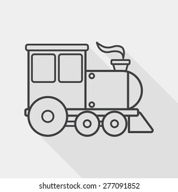 Transportation train flat icon with long shadow, line icon