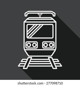 Transportation train flat icon with long shadow, line icon