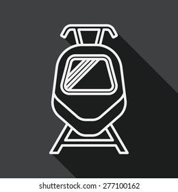 Transportation train flat icon with long shadow, line icon