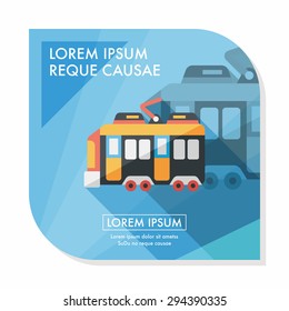 Transportation train flat icon with long shadow,eps10